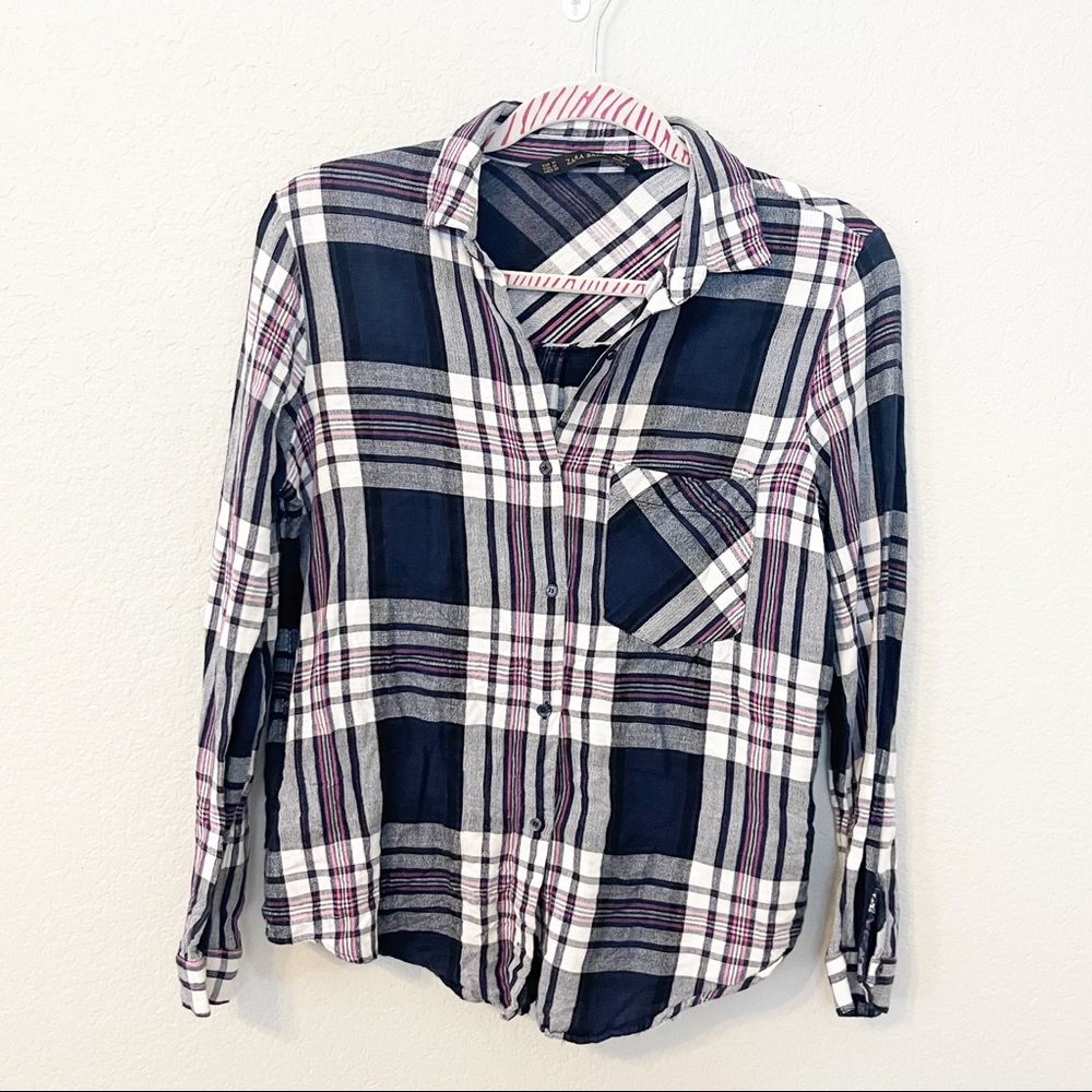 Zara plaid flannel Navy Medium